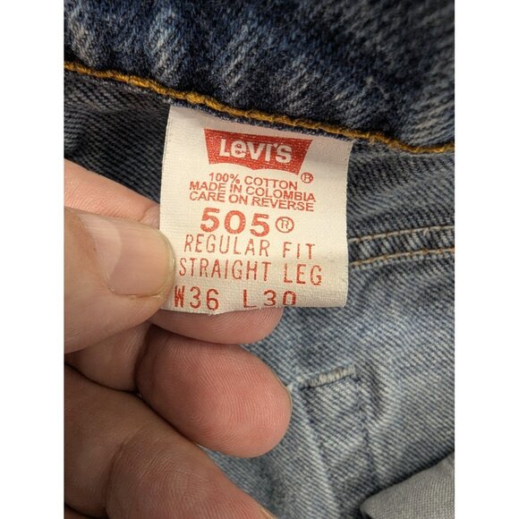Vintage Levis 505 Jeans Mens 36x30 Blue Regular Fit Straight Leg Medium Wash 90s - Picture 13 of 15